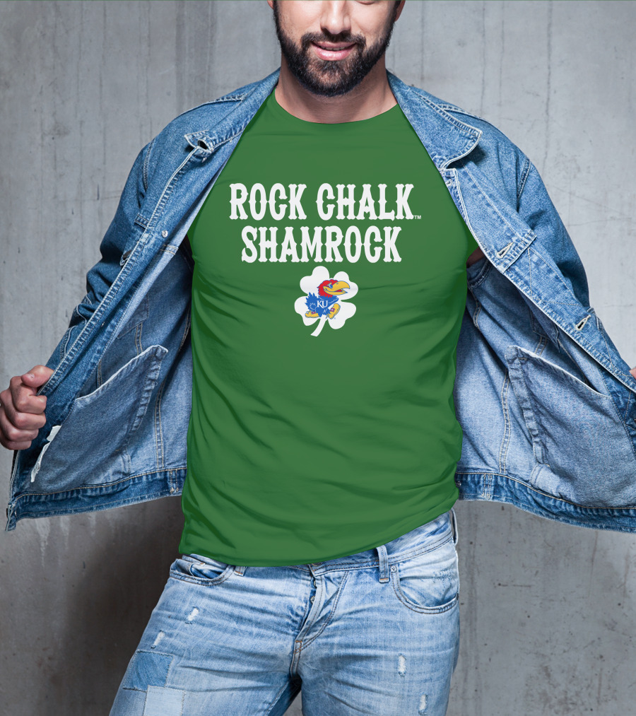 Rock Chalk Shamrock Kansas Jayhawks St Patrick’s Day Green T-Shirt