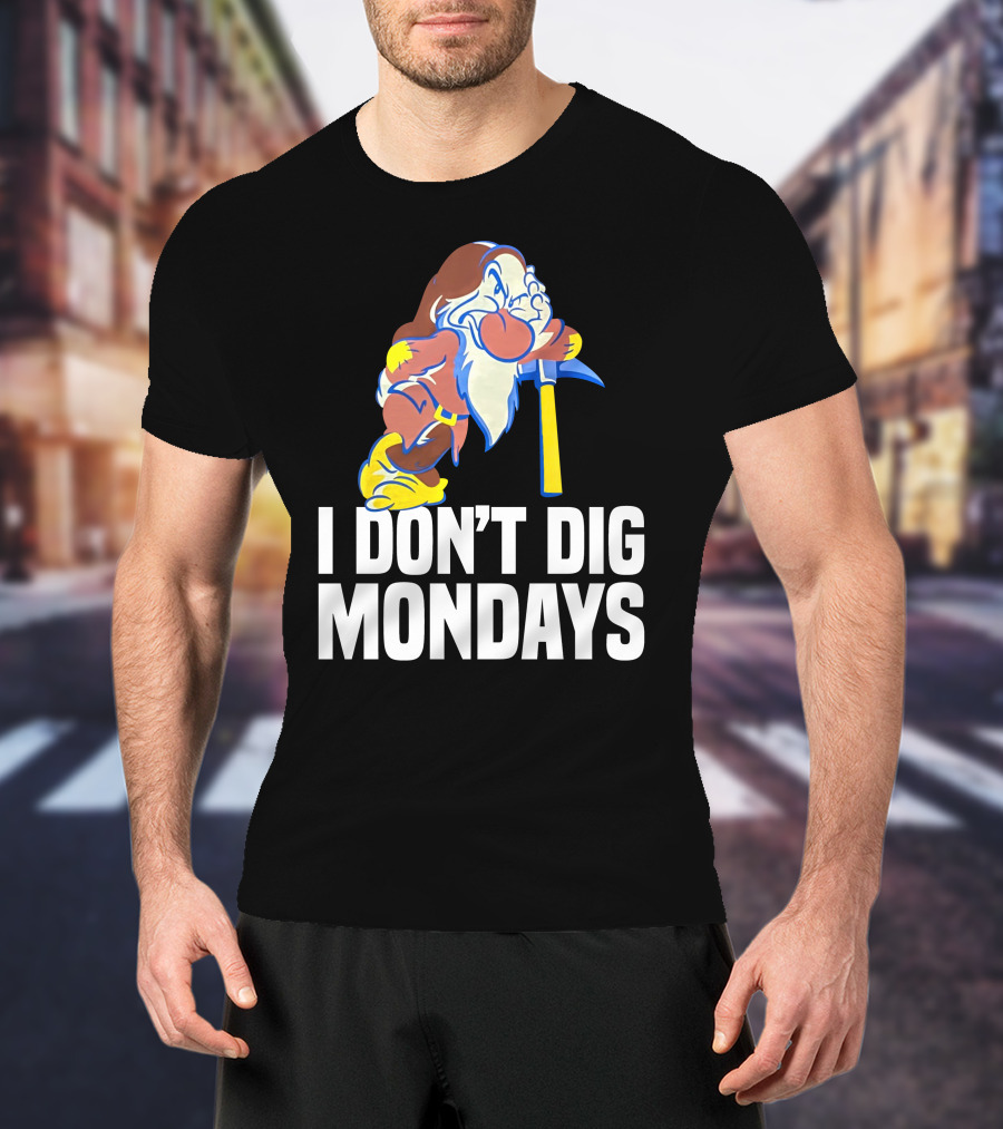Grumpy I Don’t Dig Mondays Dwarf With Pickaxe T-Shirt