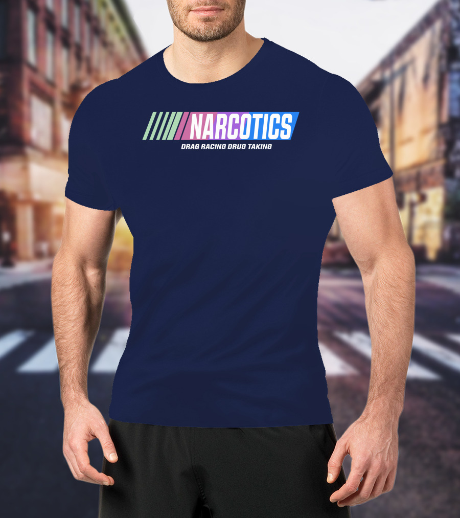 Narcotics Drag Racing Drug Taking Retro Style Racing Stripes T-Shirt