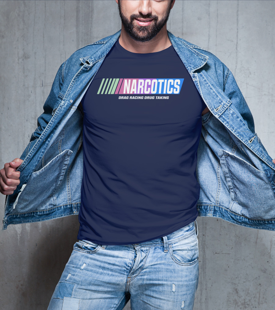 Narcotics Drag Racing Drug Taking Retro Style Racing Stripes T-Shirt