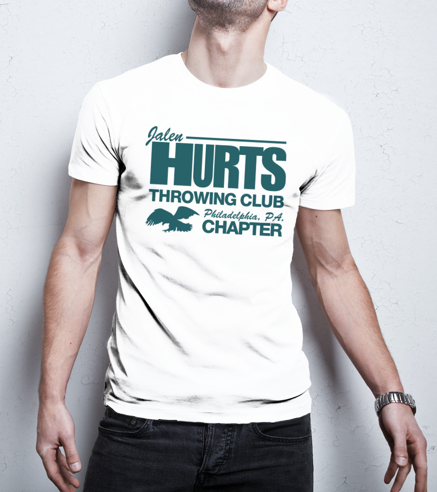 Jalen Hurts Throwing Club Philadelphia PA Chapter Eagles Fan Gear T-Shirt