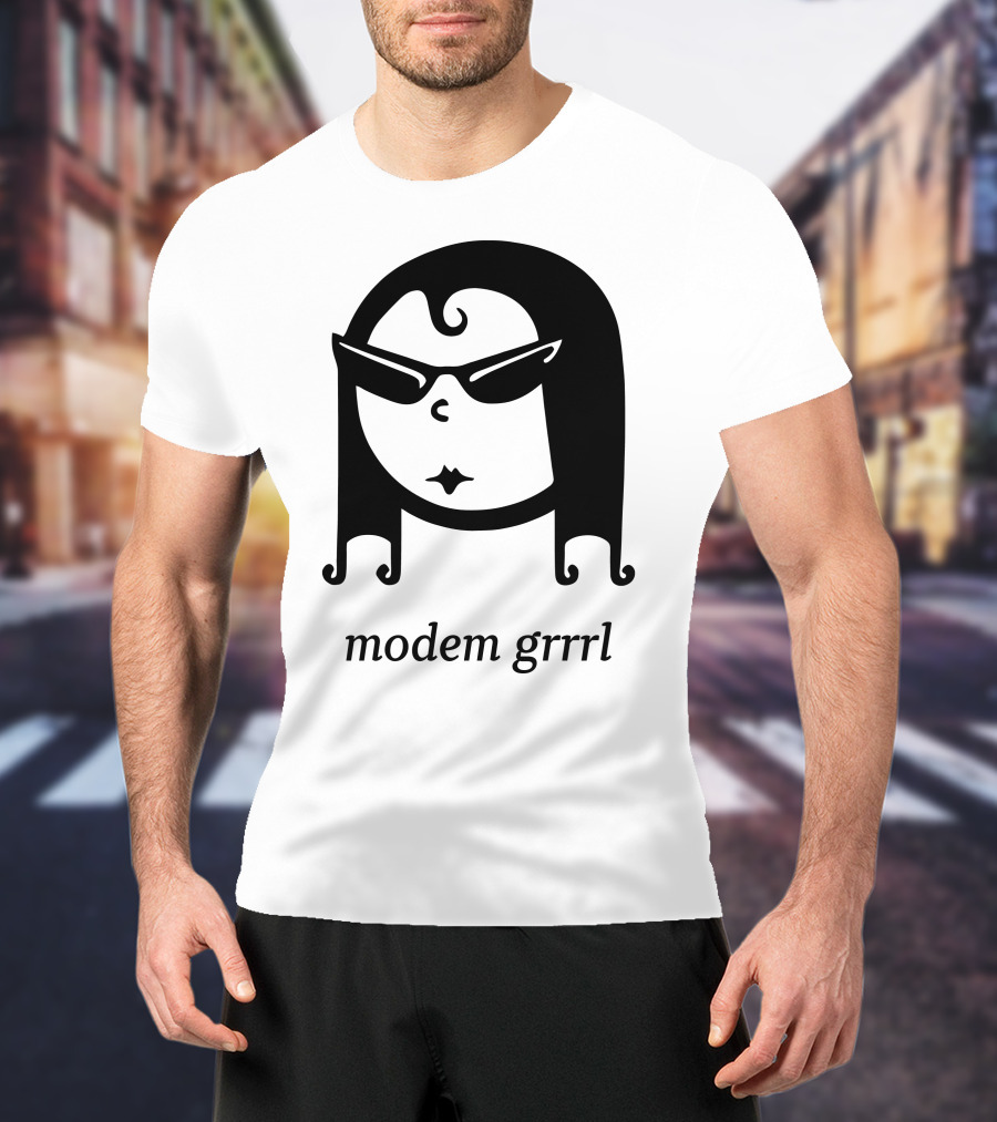 Modem Grrrl Sunglasses Illustrative T-Shirt