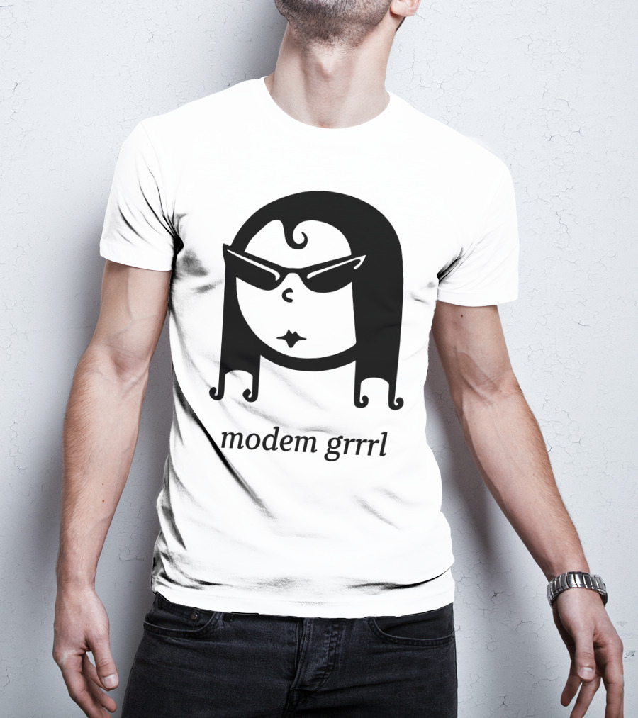 Modem Grrrl Sunglasses Illustrative T-Shirt