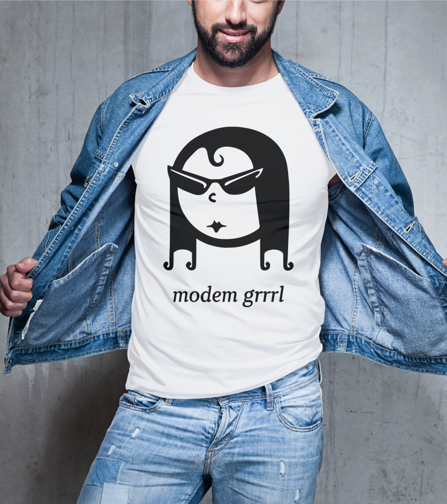 Modem Grrrl Sunglasses Illustrative T-Shirt