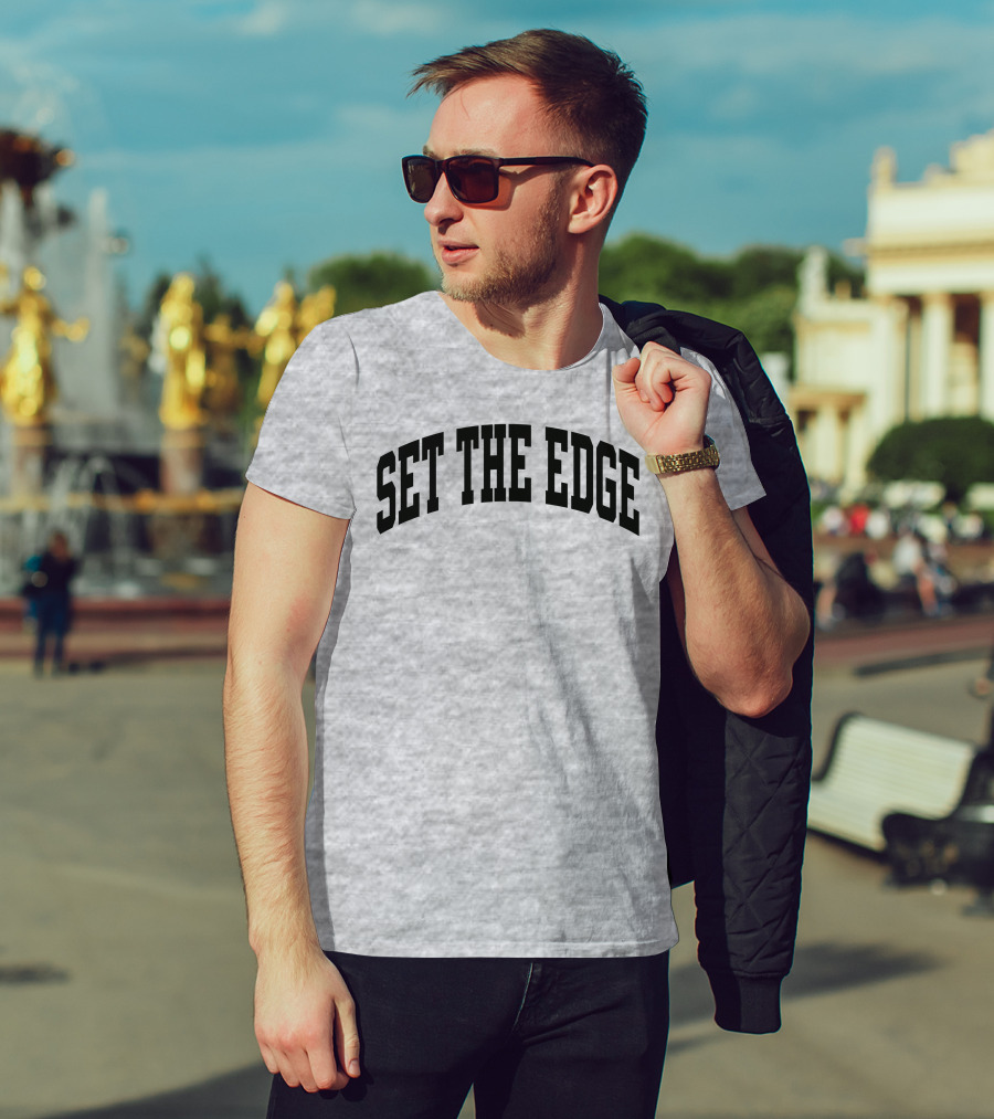 SET THE EDGE Football Defensive Strategy T-Shirt