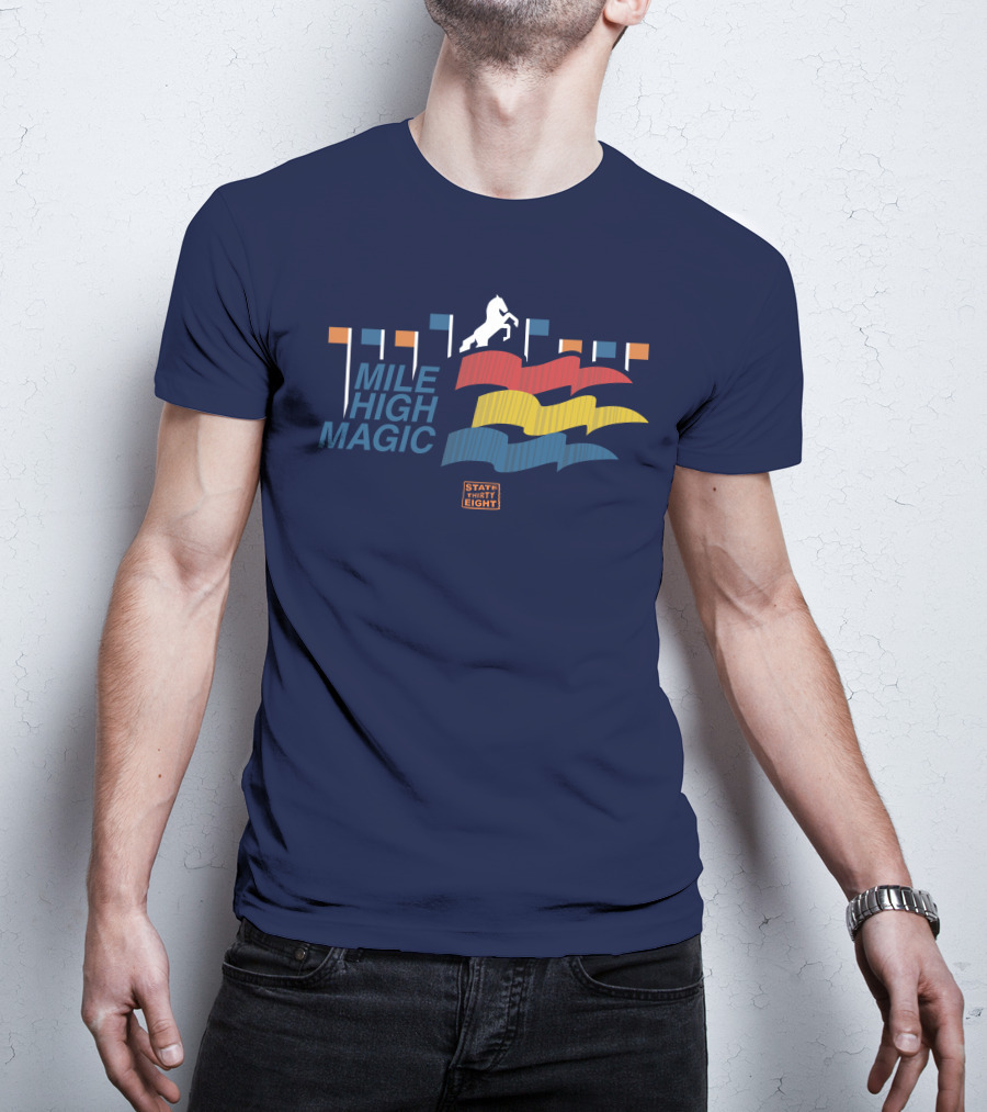State Thirty Eight Mile High Magic Horse And Flag Elements T-Shirt