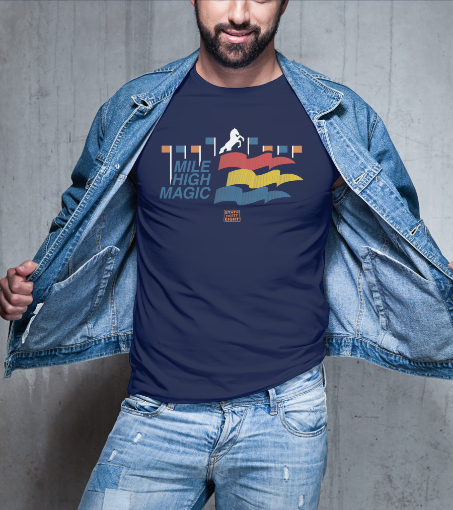 State Thirty Eight Mile High Magic Horse And Flag Elements T-Shirt