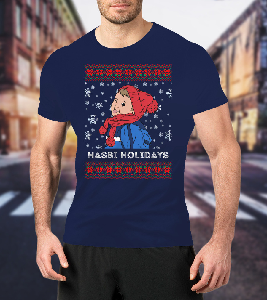 Hasbulla Merch Hasbi Holidays Snowflakes And Knit T-Shirt