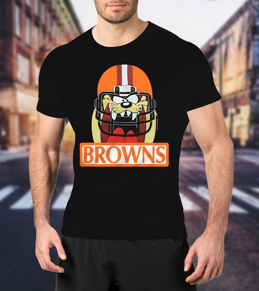1993 Cleveland Browns Warner Bros Tazmanian Taz Devil Helmet Browns T-Shirt
