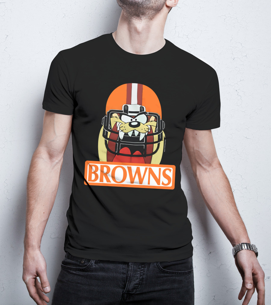 1993 Cleveland Browns Warner Bros Tazmanian Taz Devil Helmet Browns T-Shirt