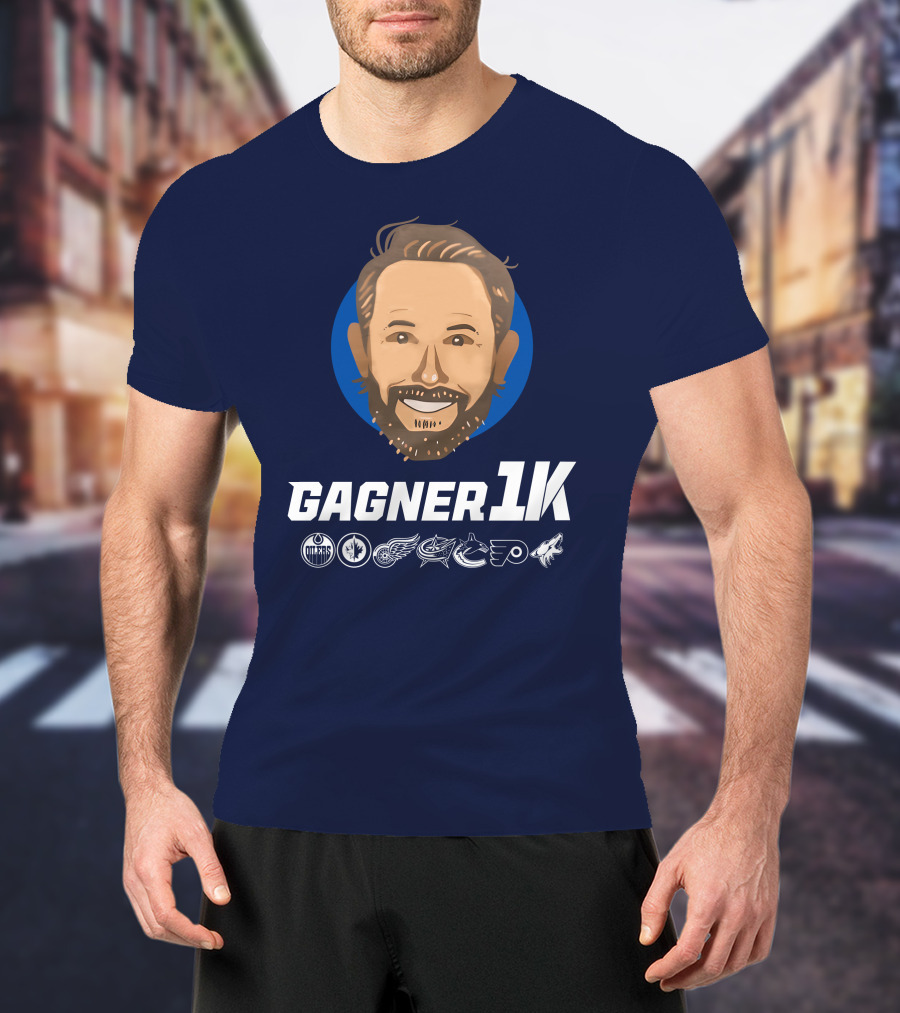 Gagner 1K Congrats Gags 1000 Career NHL Games Oilers Jets Red Wings Blue Jackets Canucks Flyers Coyotes T-Shirt