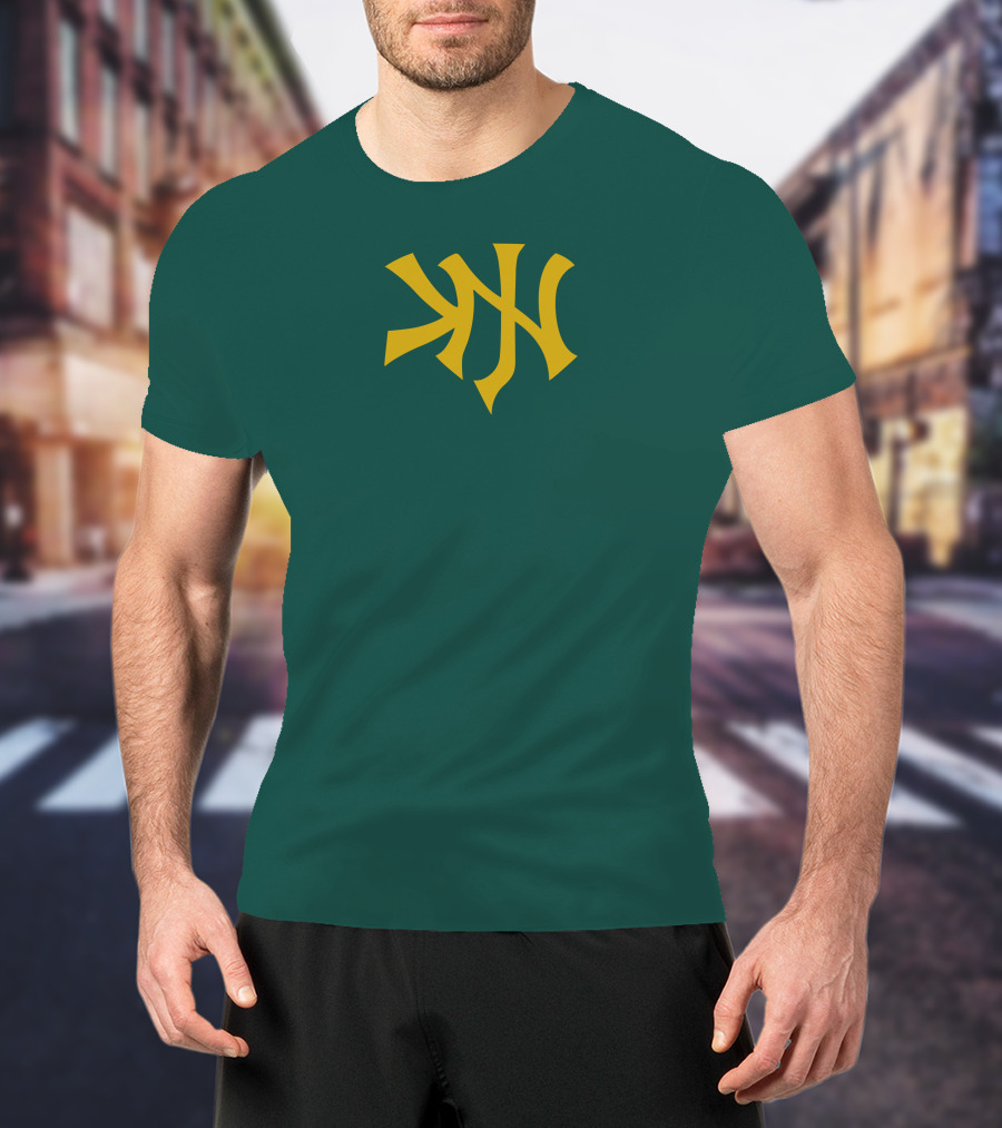 Knj Fanjoy Yankees Logo Green Gold T-Shirt