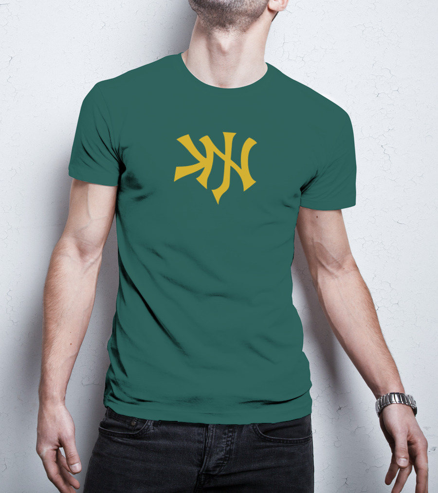 Knj Fanjoy Yankees Logo Green Gold T-Shirt