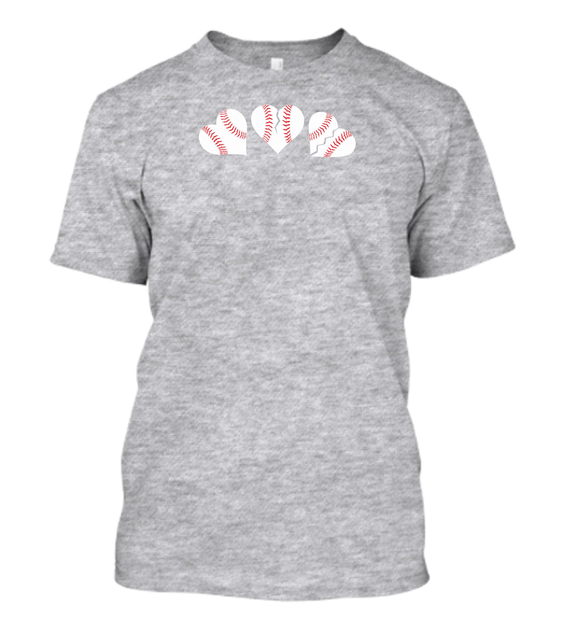 The Three Baseball Hearts Pattern Red Stitching T-Shirt