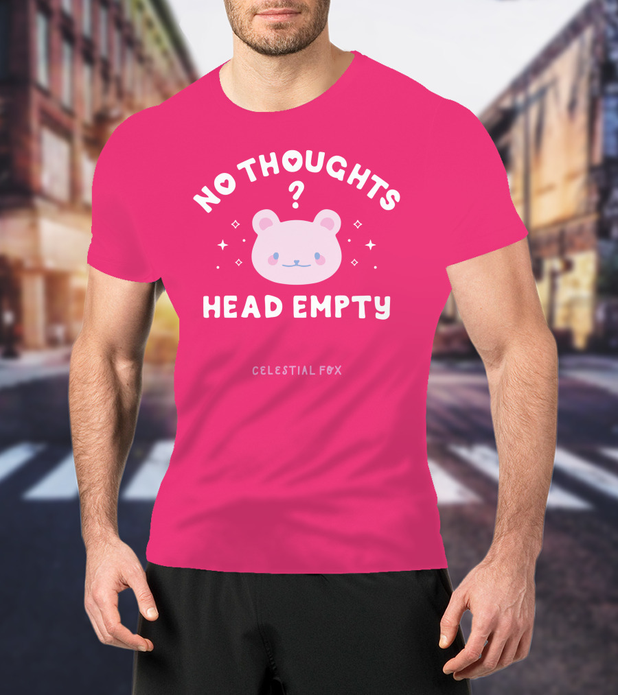 No Thoughts Head Empty Bear With Celestial Fox Stars T-Shirt