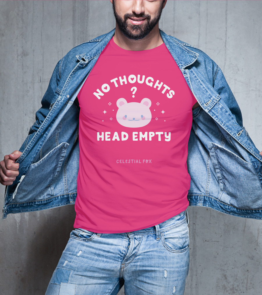 No Thoughts Head Empty Bear With Celestial Fox Stars T-Shirt