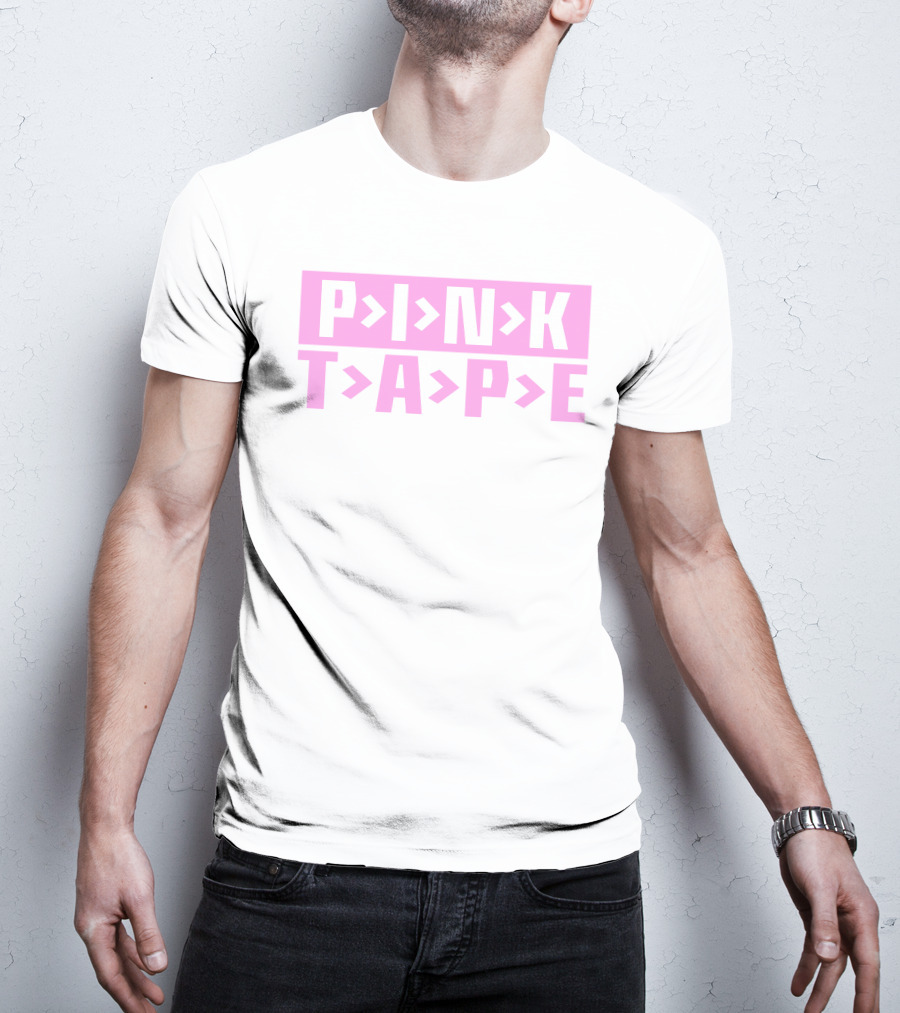 PINK TAPE Arrow Typography T-Shirt