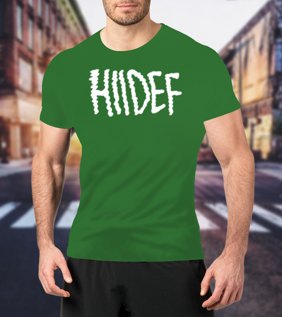 Hdi Hiidef White Text On Green Background T-Shirt