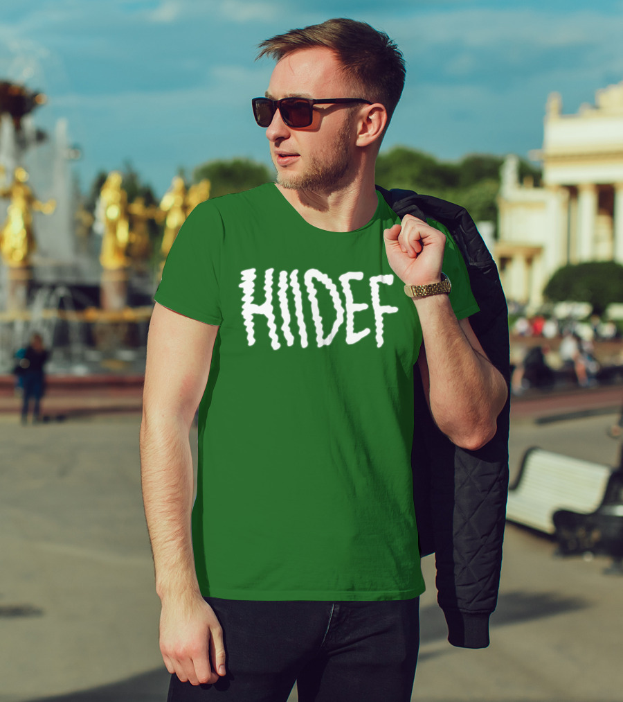 Hdi Hiidef White Text On Green Background T-Shirt