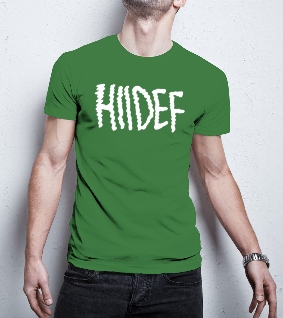 Hdi Hiidef White Text On Green Background T-Shirt