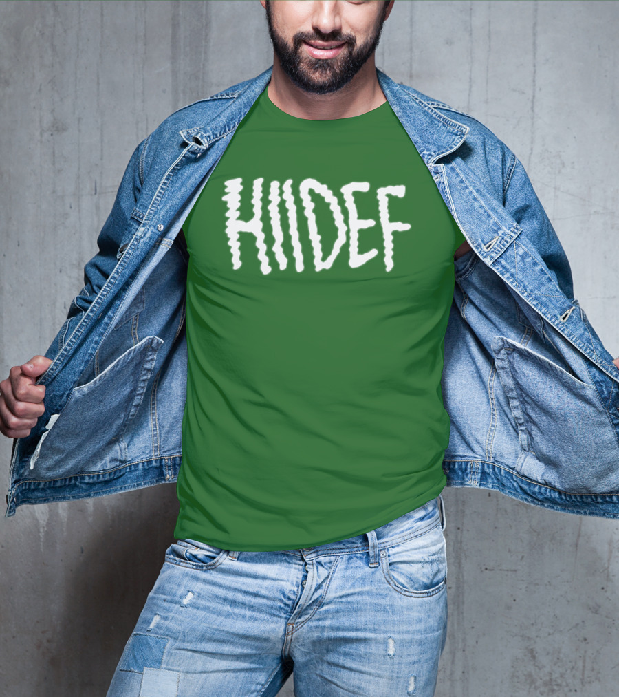 Hdi Hiidef White Text On Green Background T-Shirt
