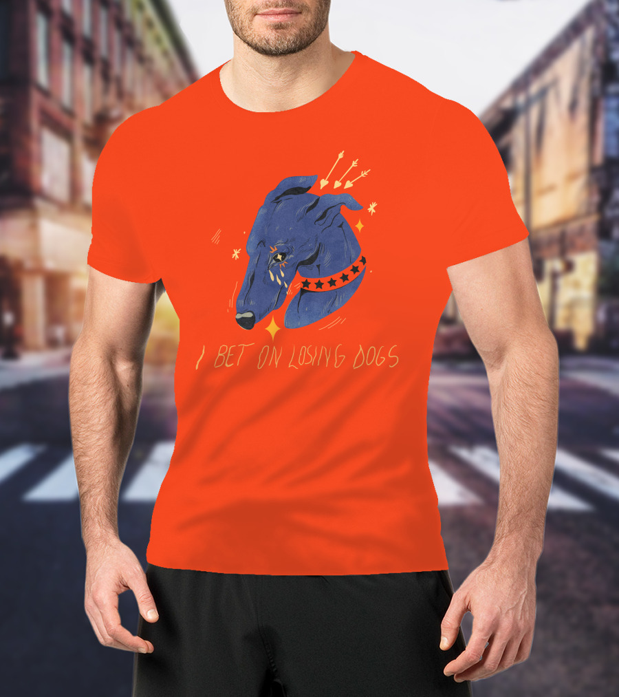 Galactix I Bet On Losing Dogs Blue Greyhound With Stars And Arrows T-Shirt