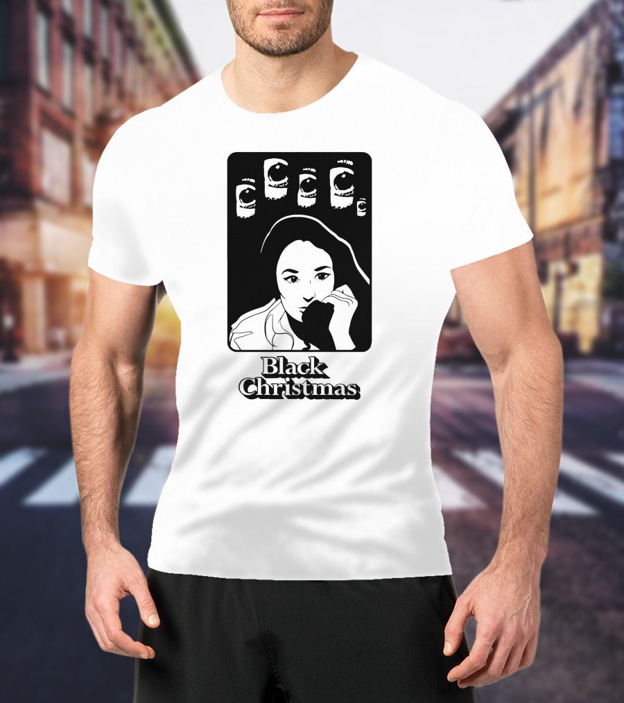 Black Christmas Woman With Multiple Eye Gaze T-Shirt