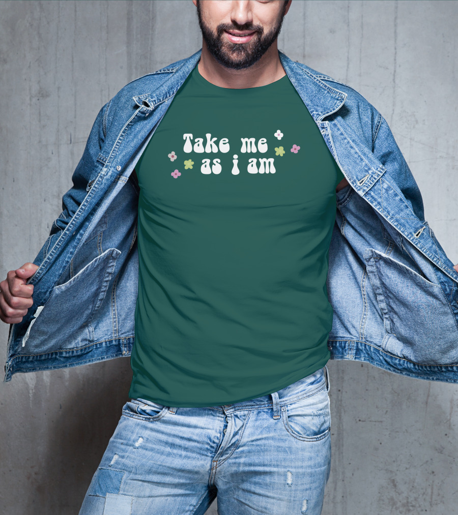Take Me As I Am Flower Motif T-Shirt