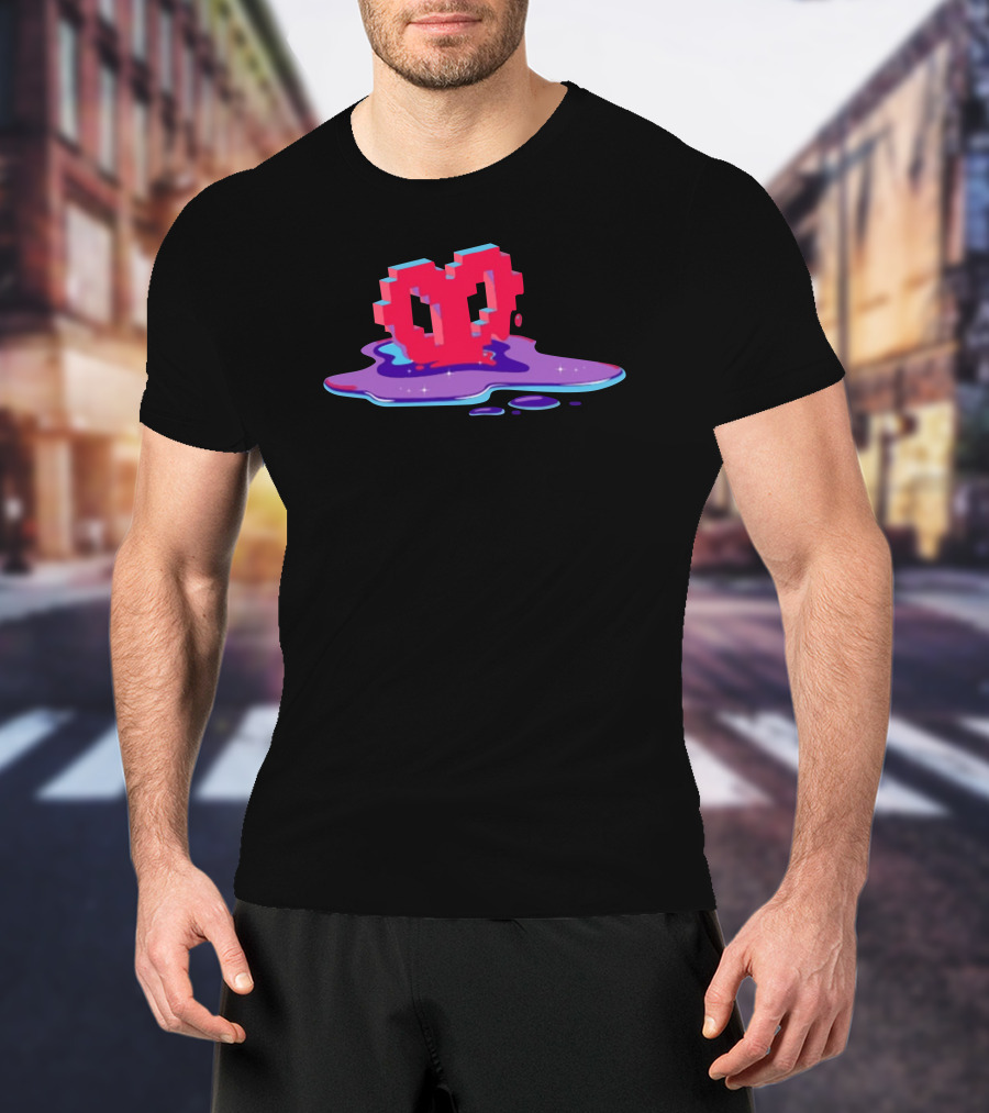 Void Heart Pixel Art Melting Pool T-Shirt