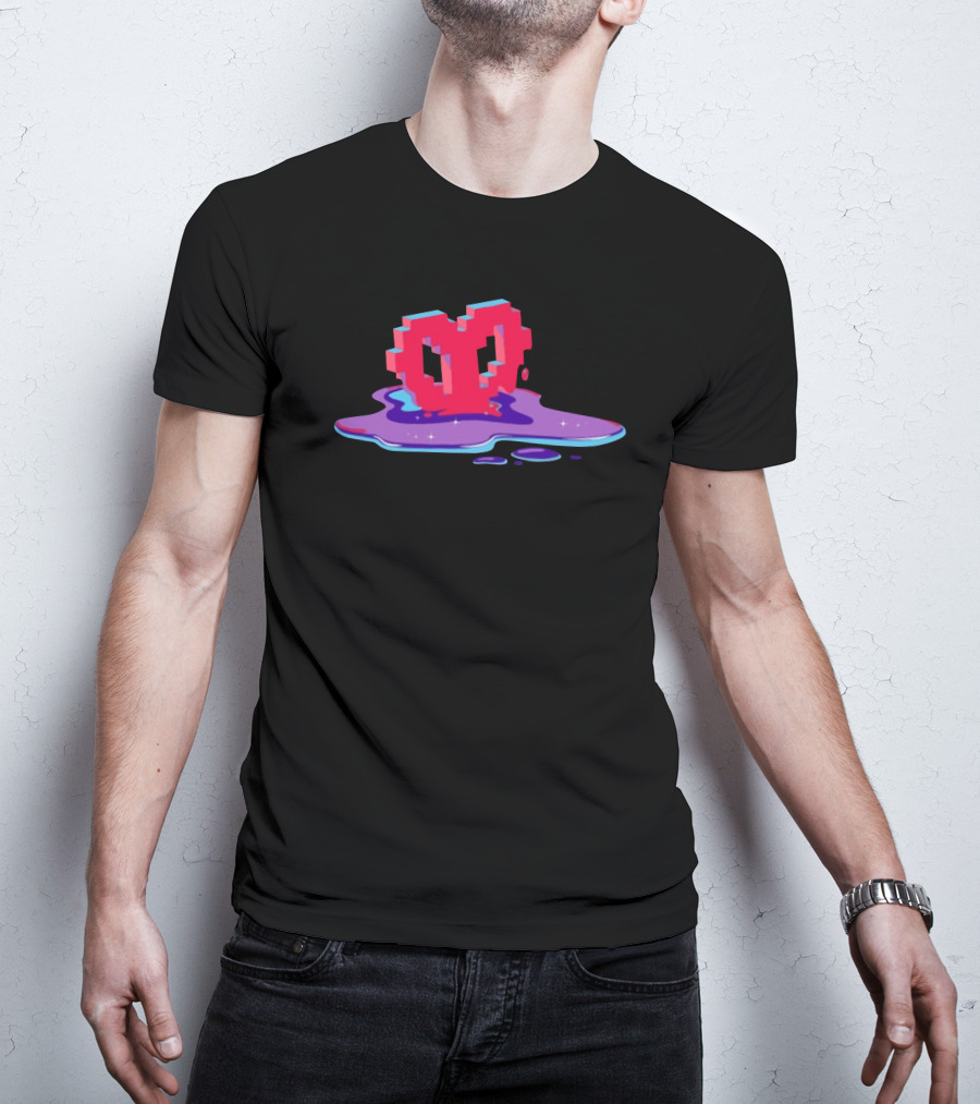 Void Heart Pixel Art Melting Pool T-Shirt