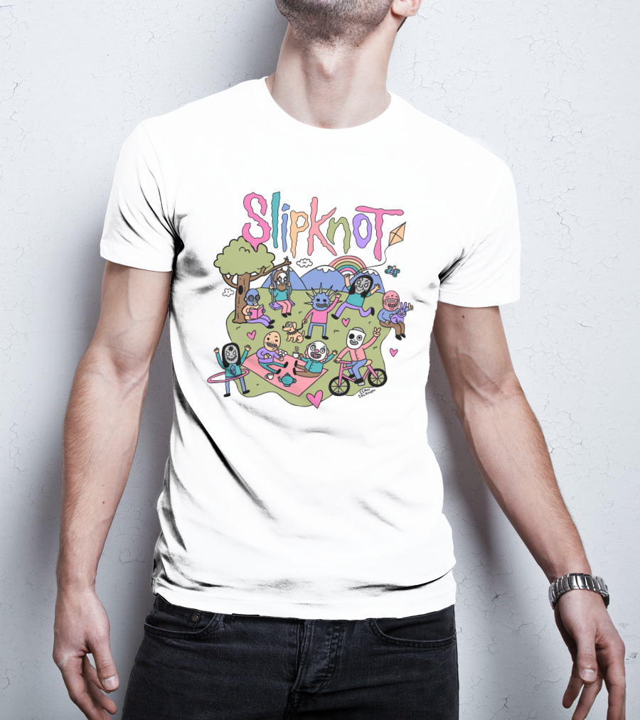 Slipknot Cute Cartoon Characters Park Scene T-Shirt