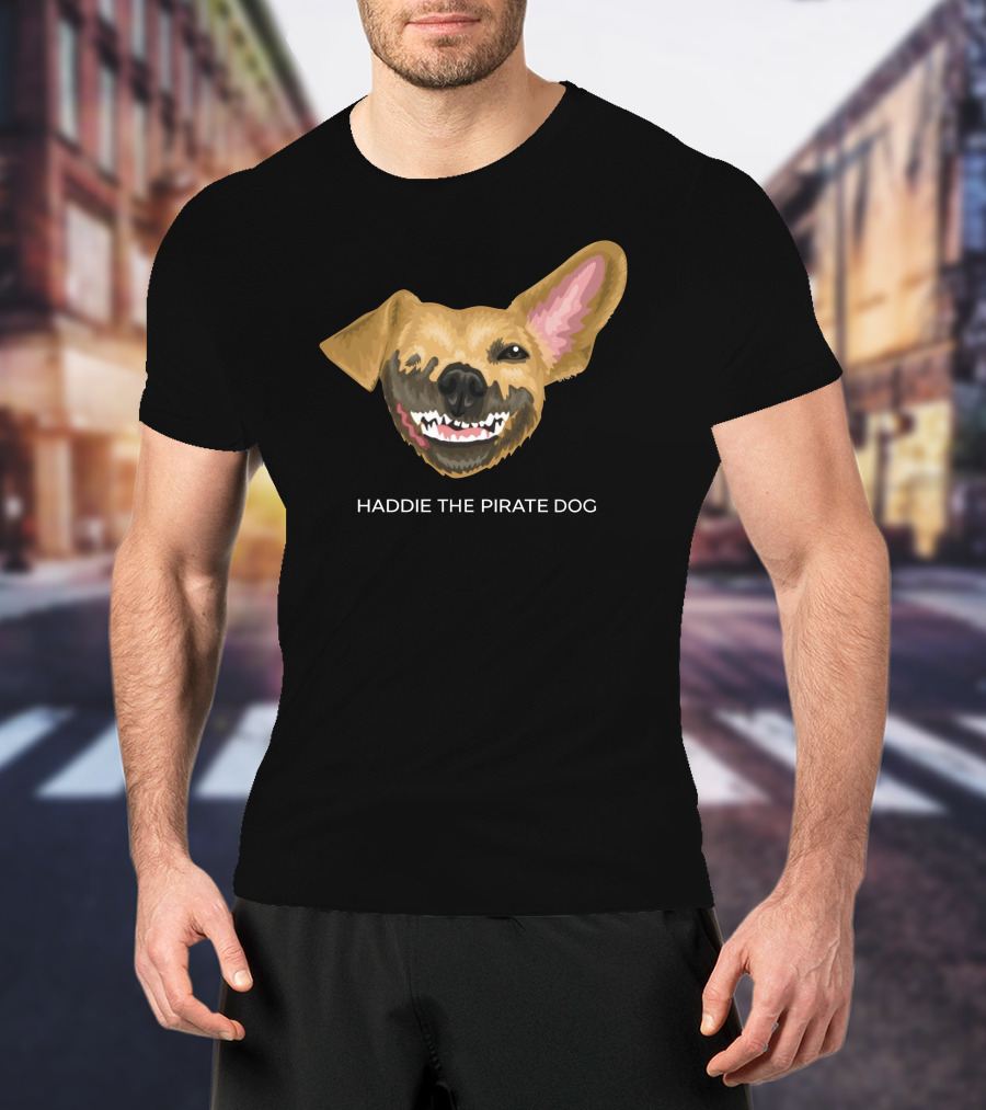 Haddie The Pirate Dog Mischievous Canine With Eye Patch And Toothsome Grin T-Shirt