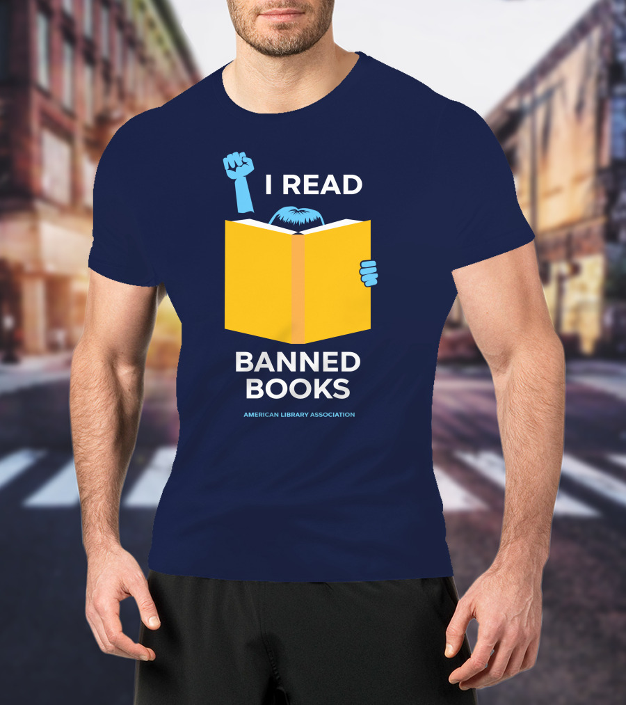 I Read Banned Books Yellow Book Fist American Library Association T-Shirt