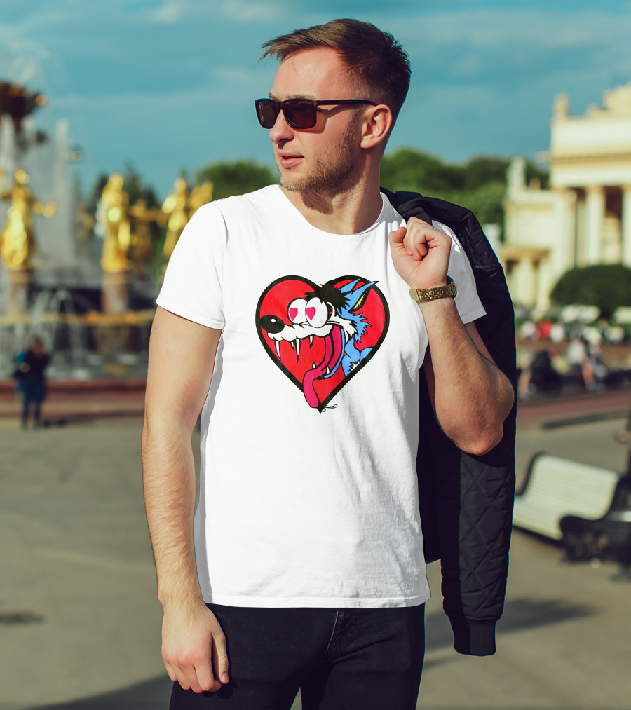 The Jesus Lizard Idiot Heart-Eyed Cartoon Wolf T-Shirt