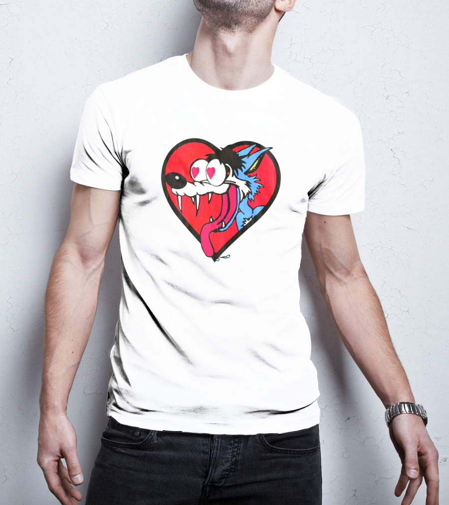 The Jesus Lizard Idiot Heart-Eyed Cartoon Wolf T-Shirt