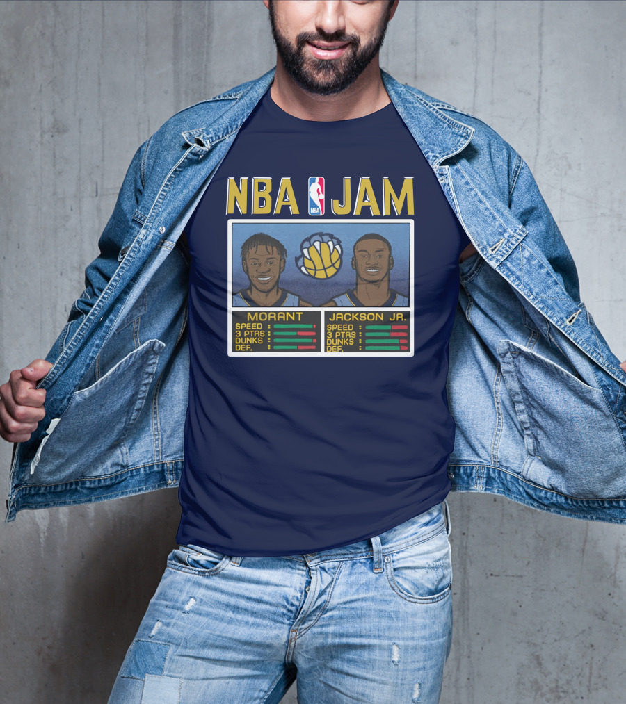 NBA Jam Morant Jackson Jr Player Stats Molly Morrison T-Shirt