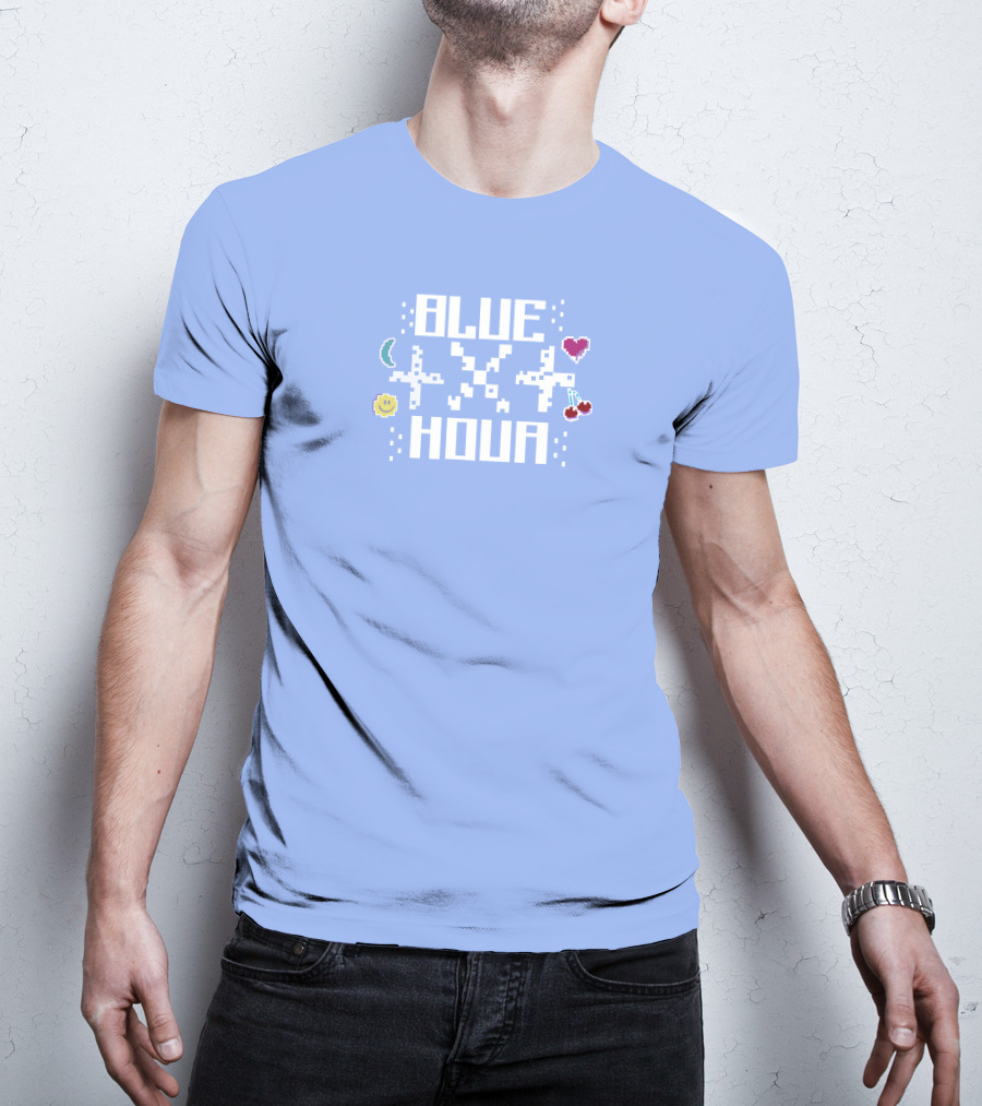 Liam Mcewan Blue Hour Pixel Art Design With Heart Moon Sun And Cherries T-Shirt