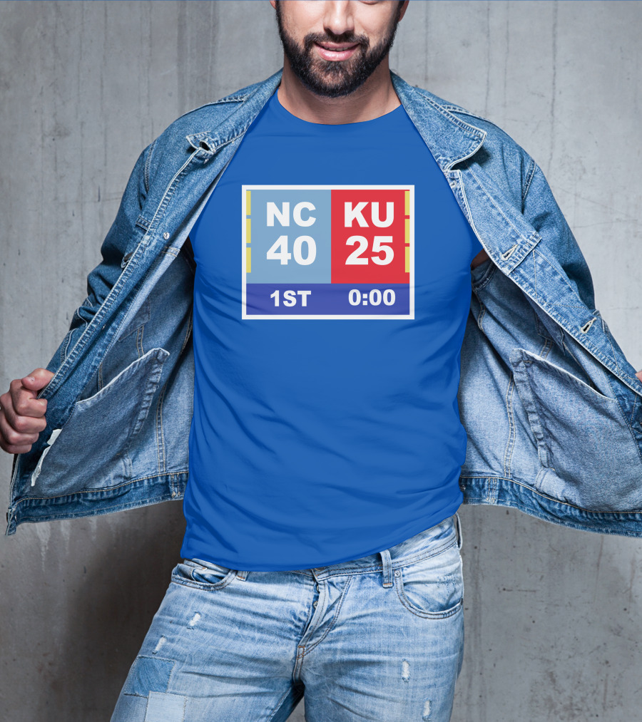 NC 40 KU 25 Scoreboard 1st Half 0:00 Classic Ks Comeback T-Shirt