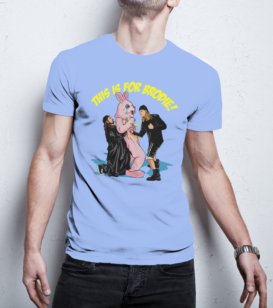 Kevin Smith This Is For Brodie Jay And Silent Bob Pink Bunny Drawing T-Shirt