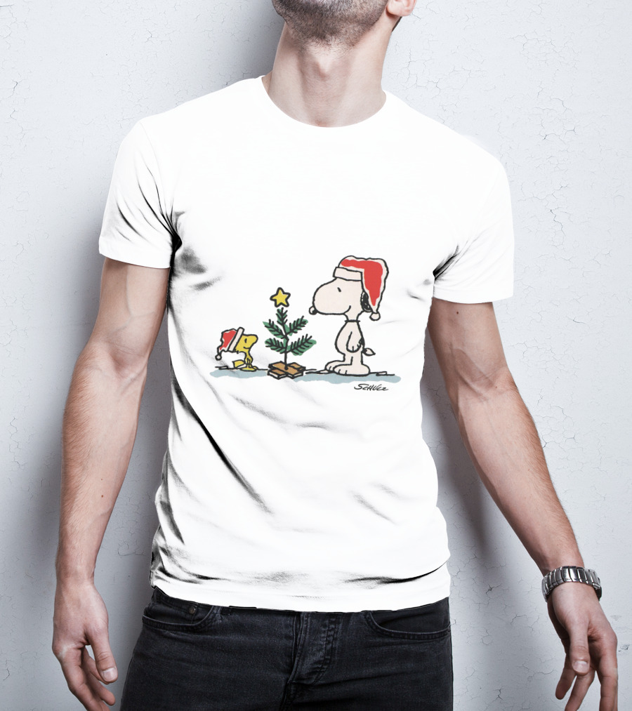 Snoopy Woodstock Christmas Tree Santa Hats T-Shirt