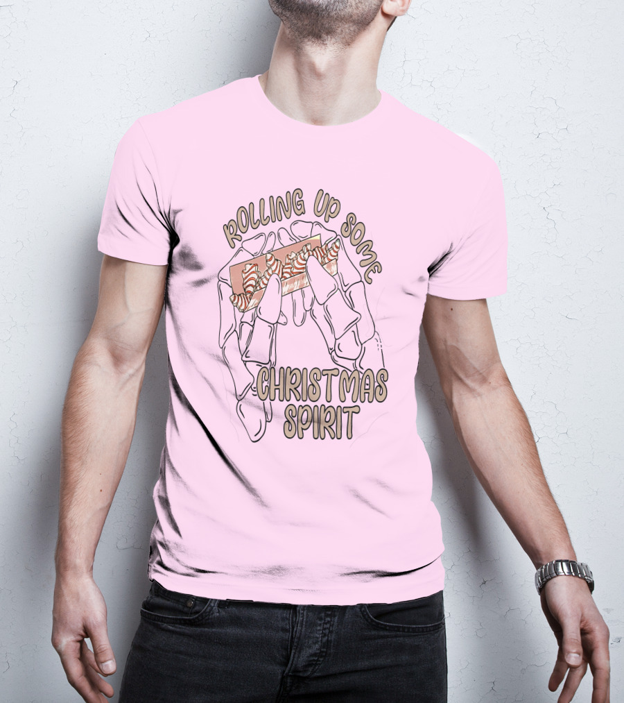 Rolling Up Some Christmas Spirit Skeleton Hands With Candy Cane Wrapper T-Shirt