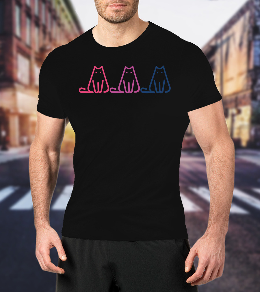 Cahlaflour Rainbow Cat Trio Pink Purple Blue T-Shirt