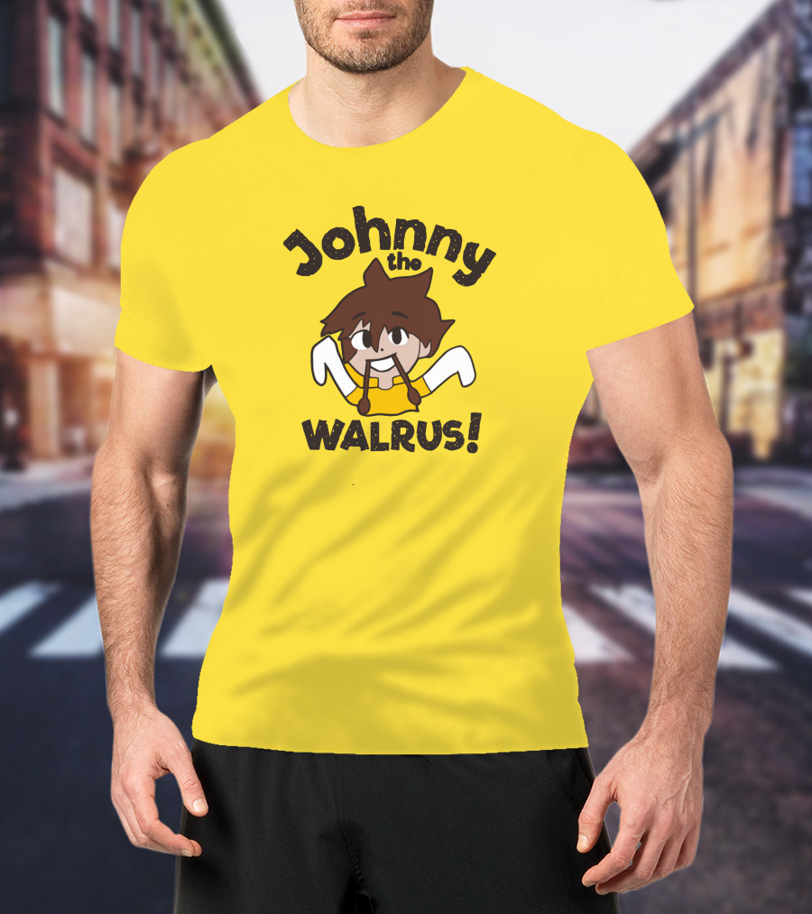 Johnny The Walrus Daily Wire Cartoon Character Yellow Background T-Shirt