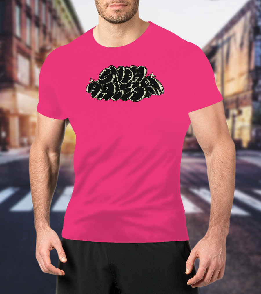 Snoh Aalegra Bold Bubble Lettering On Bright Pink Background T-Shirt