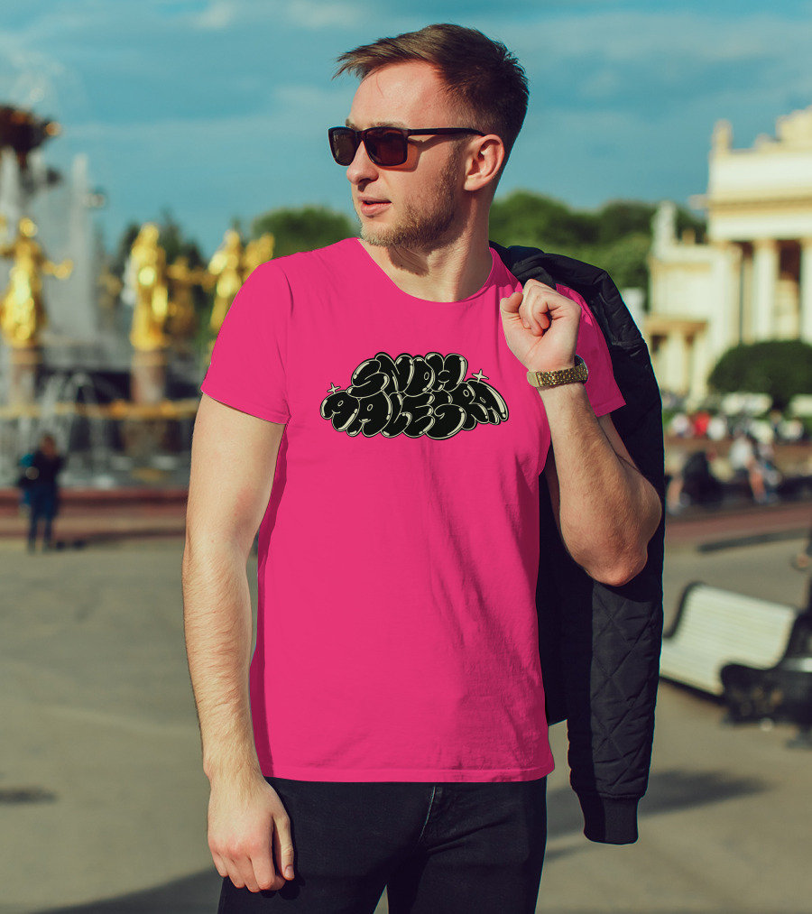 Snoh Aalegra Bold Bubble Lettering On Bright Pink Background T-Shirt