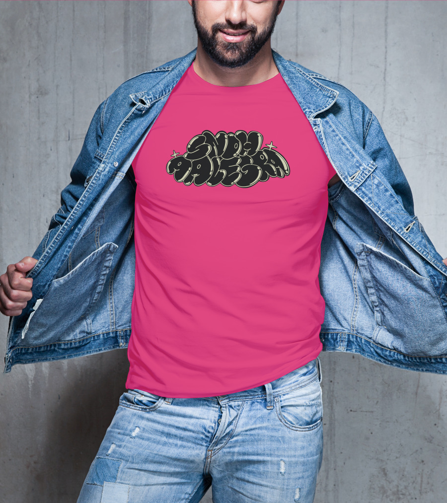 Snoh Aalegra Bold Bubble Lettering On Bright Pink Background T-Shirt