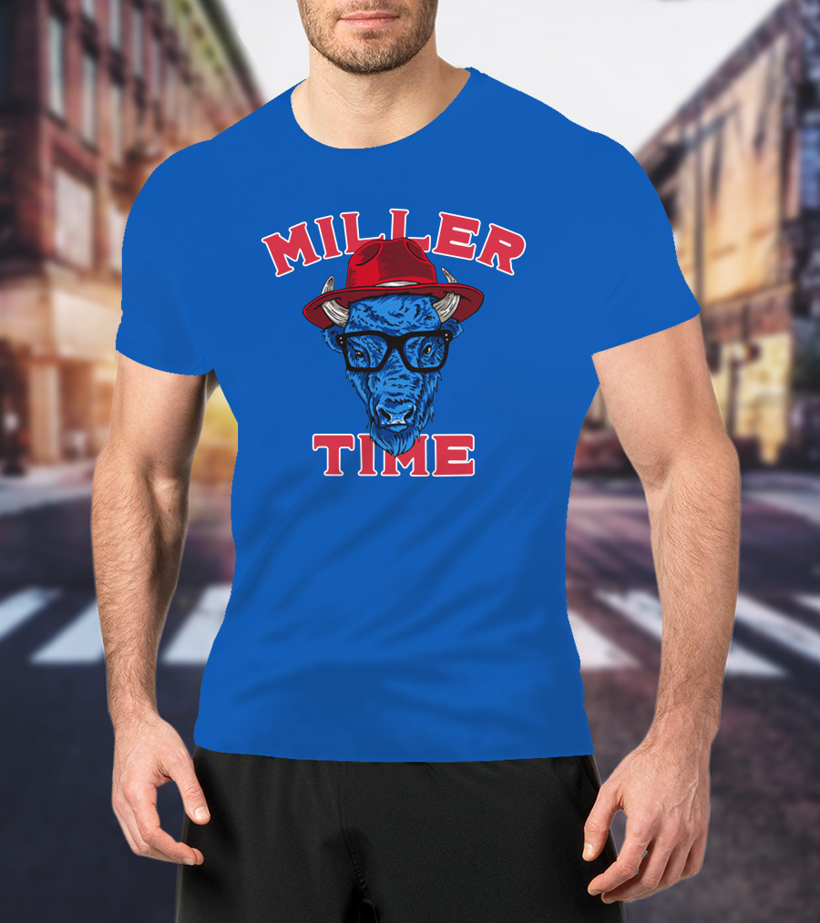 Miller Time Buffalo Red Hat Glasses Blue Buffalo T-Shirt