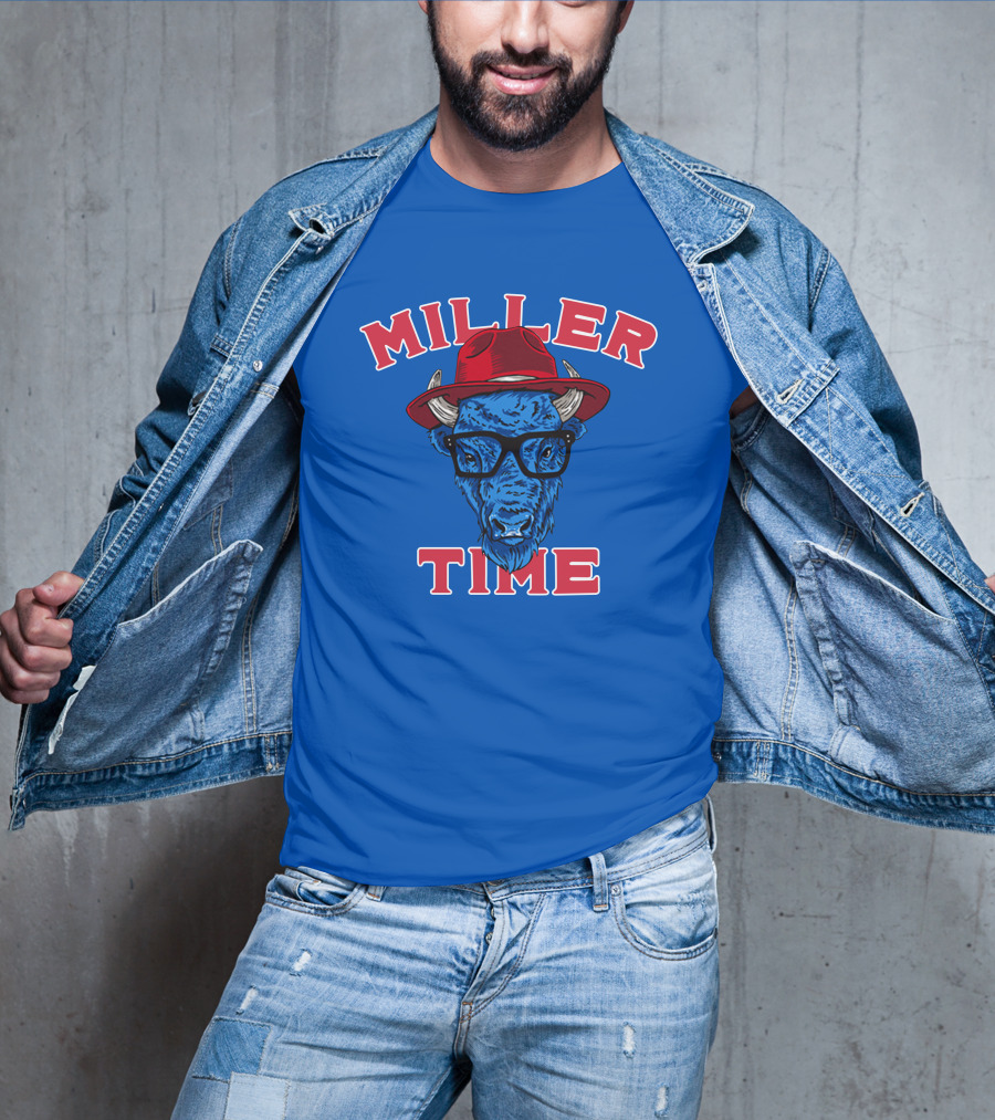 Miller Time Buffalo Red Hat Glasses Blue Buffalo T-Shirt