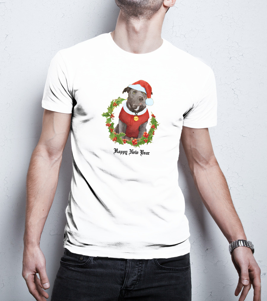 Santa Dog Happy New Year T-Shirt