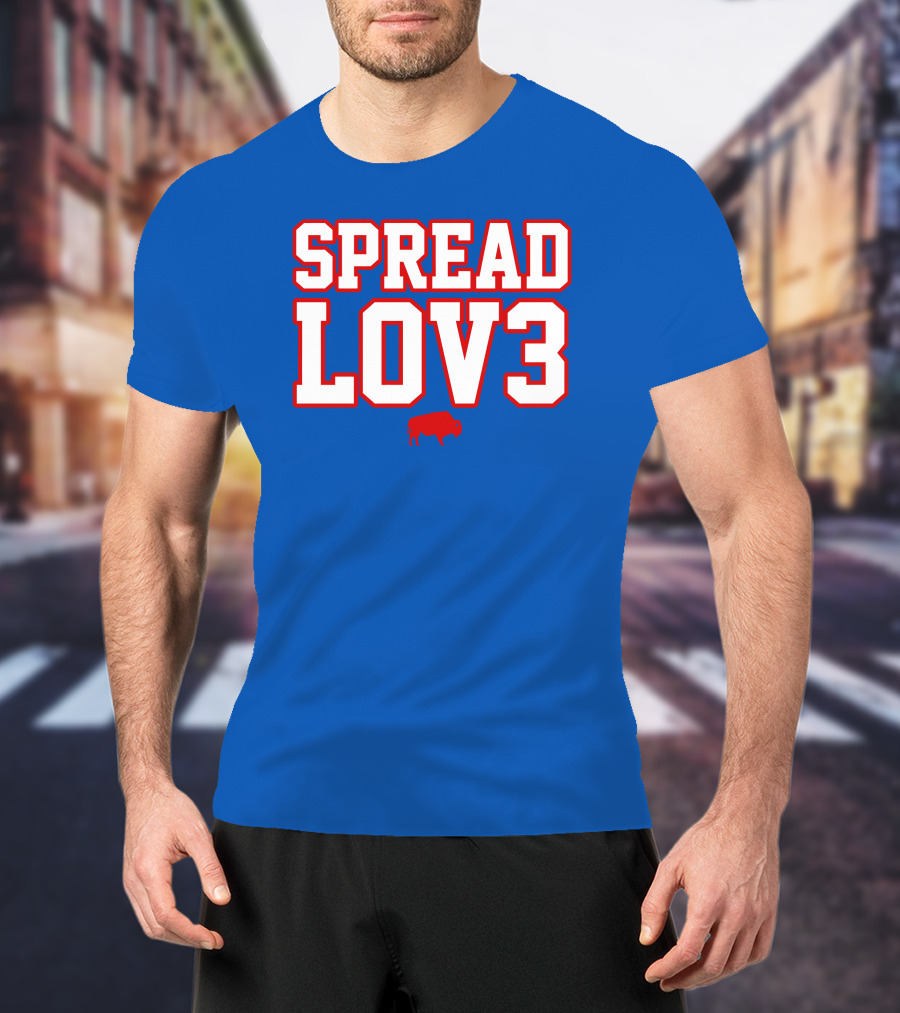 Spread Lov3 Buffalo Red Outline With Buffalo T-Shirt